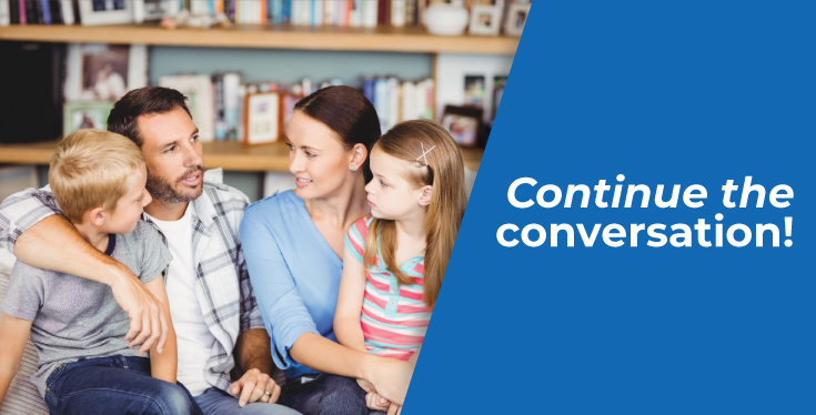 Continue the conversation - Parents sitting with their two children