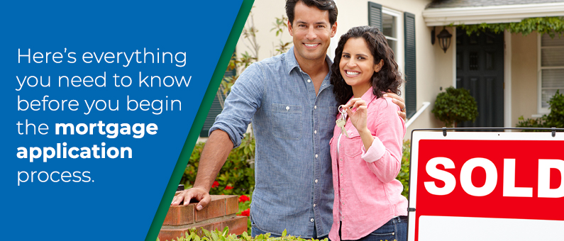 Here's everything you need to know before you begin the mortgage application process - Couple outside with sold sign