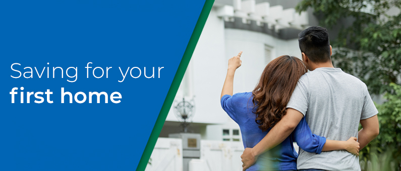 Saving for your first home - couple looking at a house
